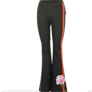 Cynthia Rowley Black Flare Pants with Orange Stripe